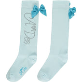 A'Dee Girls Aqua Diamante Logo Knee High Socks